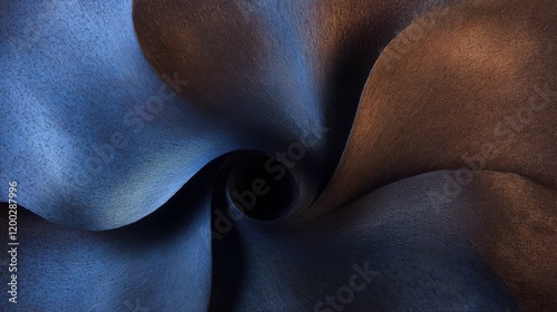 This abstract image features swirling textures in deep blue and brown tones, creating a captivating and modern design.