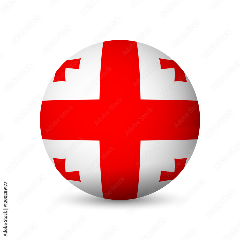 Obraz premium Georgia flag - 3D sphere in colours of flag representing a country cultural identity and heritage. The essence of national pride and unity. Vector object on white background.