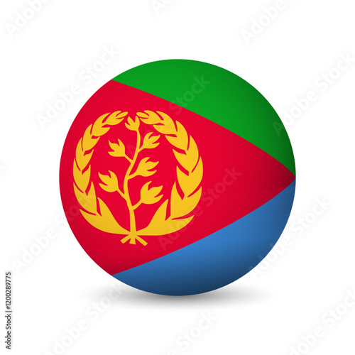 Eritrea flag - 3D sphere in colours of flag representing a country cultural identity and heritage. The essence of national pride and unity. Vector object on white background.