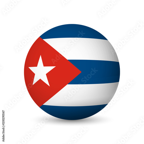 Cuba flag - 3D sphere in colours of flag representing a country cultural identity and heritage. The essence of national pride and unity. Vector object on white background.