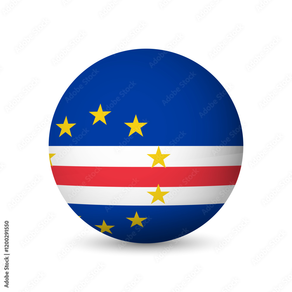 Cape Verde flag - 3D sphere in colours of flag representing a country cultural identity and heritage. The essence of national pride and unity. Vector object on white background.