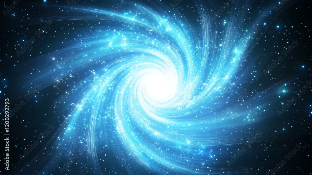 Fototapeta premium Bright blue portal light swirl on a dark background. Magic or fantasy theme