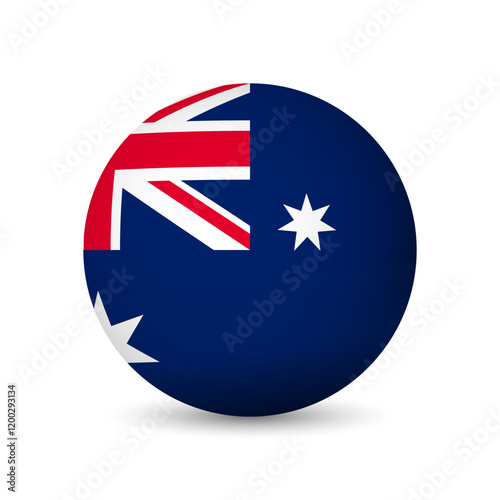 Australia flag - 3D sphere in colours of flag representing a country cultural identity and heritage. The essence of national pride and unity. Vector object on white background.