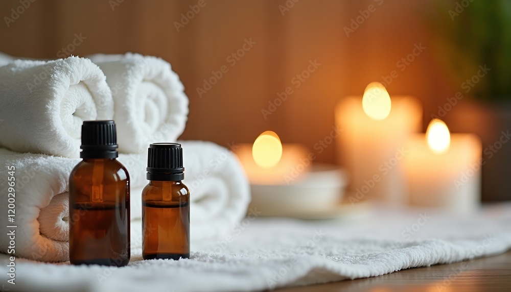 Spa essentials: aromatic oils and soft towels create a relaxing atmosphere. Perfect for wellness and self-care. Spa essentials: aromatic oils and soft towels create a relaxing atmosphere. Perfect for wellness and self-care.