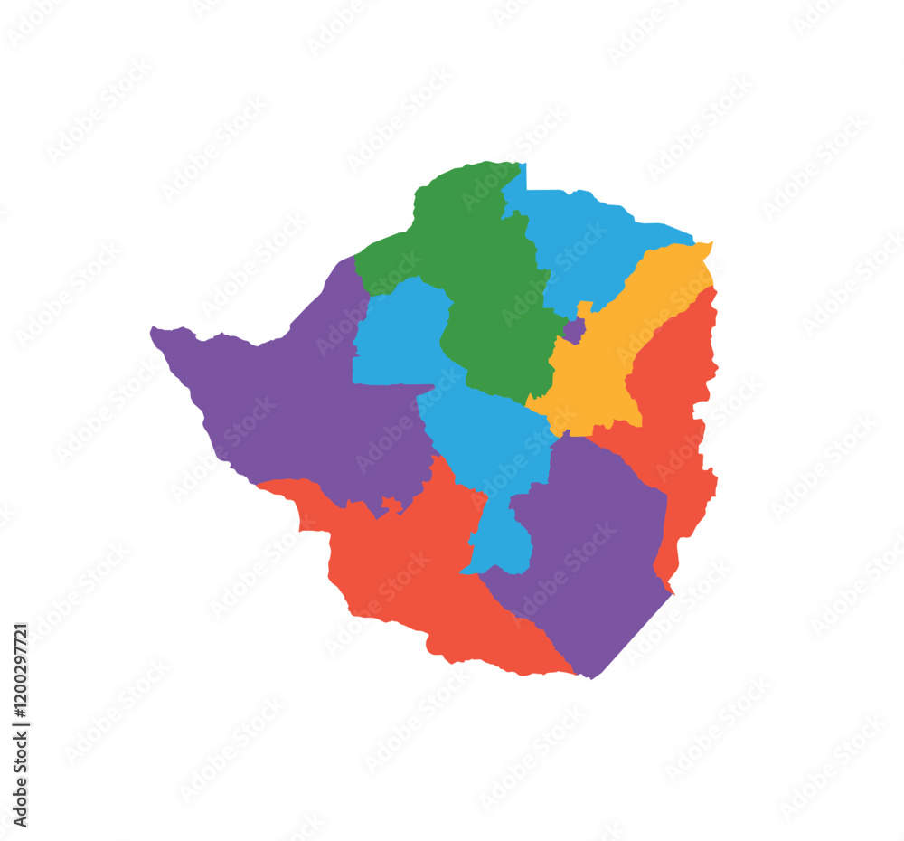 Fototapeta premium Multicolor Zimbabwe map political regions simple flat vector