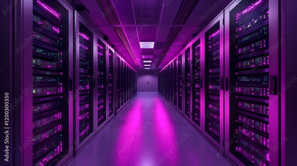 A modern data center corridor illuminated with vibrant purple lighting, showcasing rows of servers and advanced technology, representing the future of digital infrastructure. A modern data center corridor illuminated with vibrant purple lighting, showcasing rows of servers and advanced technology, representing the future of digital infrastructure.