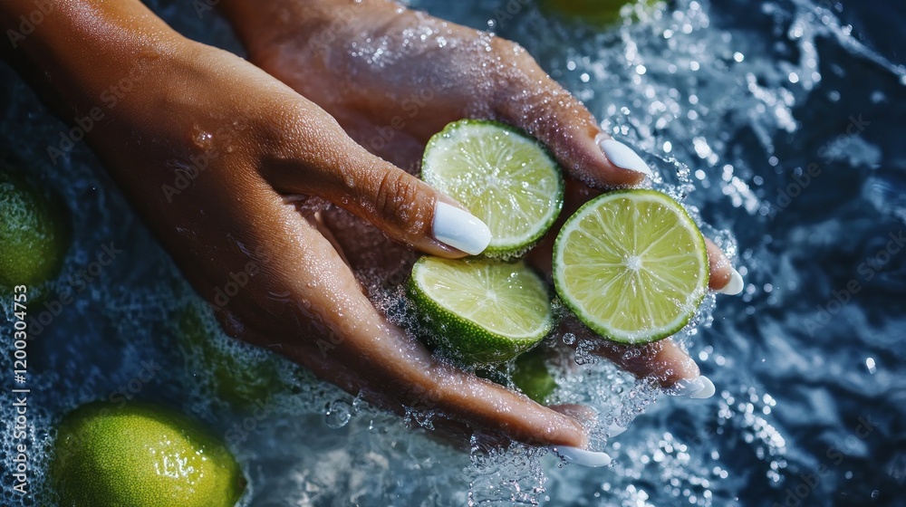 Fototapeta premium Refreshing Limes: A Splash of Citrus