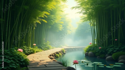 Zen Bamboo Forest Retreat: A Tranquil Sanctuary of Nature’s Harmony