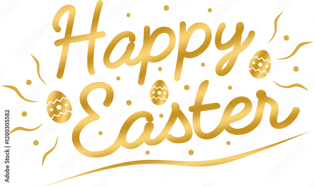 Happy Easter - beautiful gold text, lettering, font