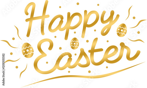Obraz na płótnie Happy Easter - beautiful gold text, lettering, font w salonie