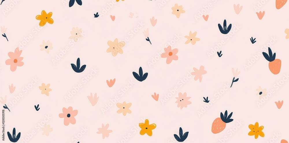 Summer seamless pattern and card design featuring wild strawberries and flowers, perfect for a seasonal strawberry wallpaper, ideal for cute fabric design, interior decor, and wrapping paper Summer seamless pattern and card design featuring wild strawberries and flowers, perfect for a seasonal strawberry wallpaper, ideal for cute fabric design, interior decor, and wrapping paper