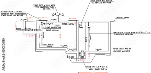 vector sketch illustration of water tank system construction silhouette design.eps