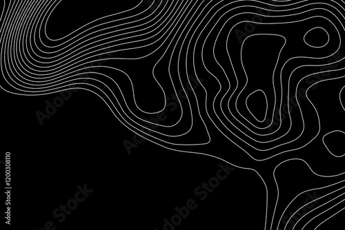 Black on white abstract perspective line wave stripes with 3d dimensional effect isolated on black. Eps 10