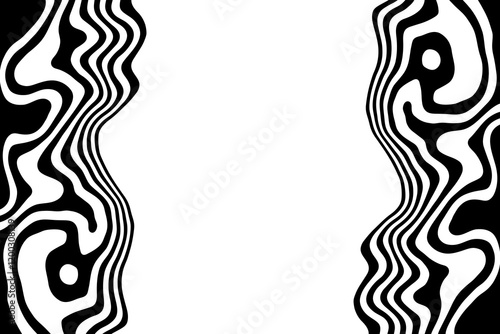 Black and white curved line stripe moving wave abstract background. Eps 10