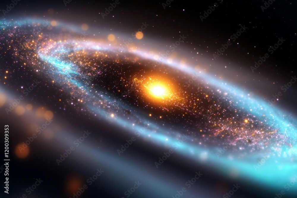 Obraz premium Galaxy with a bright yellow star in the center