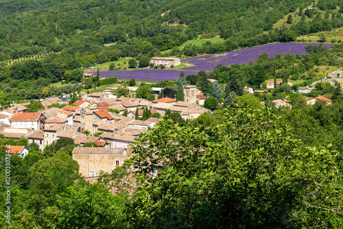 Saou, in the Drôme department, southeastern France, door of Provence. The town offers traditional architecture with its narrow medieval streets and houses under synclinal of Saoû mountain. photo