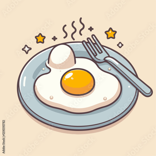 half boiled fried egg food vector illustration