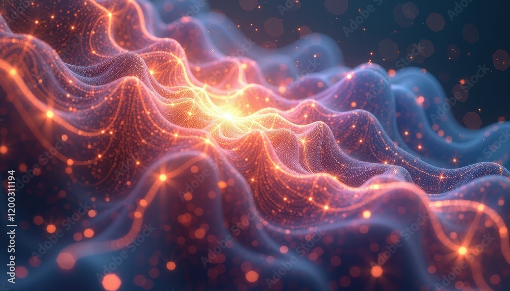 Fototapeta premium High-Definition Digital Art Wallpaper: Radiant Wavy Structure of Dots and Lines, 1920x1200 Resolution