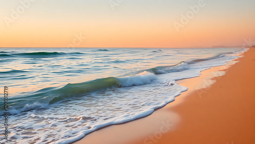 Tranquil Ocean Waves at Sunrise with Golden Glow