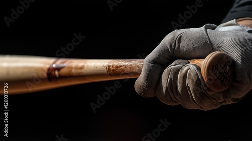 Baseball player holding a bat, ready to swing, with dramatic lighting and focus on the action photo