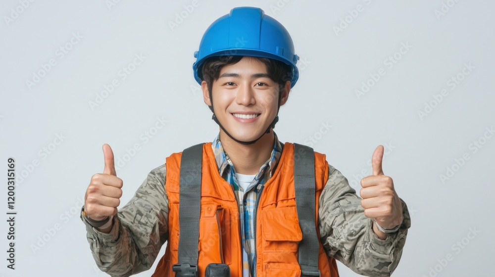 Cheerful Construction Worker with Thumbs Up Cheerful Construction Worker with Thumbs Up