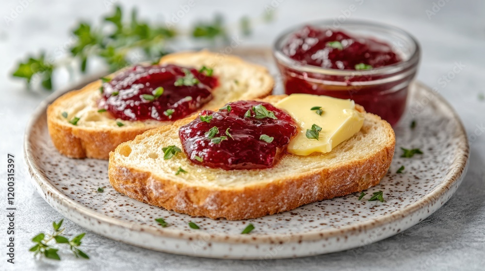 Delicious Toast with Jam and Butter Spread Delicious Toast with Jam and Butter Spread