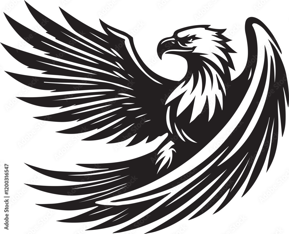 Obraz premium Eagle icon silhouette vector with white background