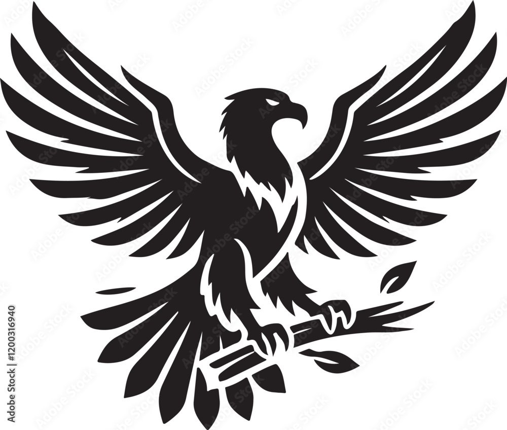 Fototapeta premium Eagle icon silhouette vector with white background