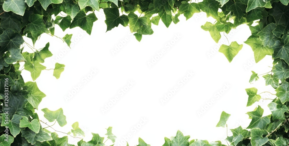 Green leaves border a white background, with empty space in the center for text Generative AI Green leaves border a white background, with empty space in the center for text Generative AI