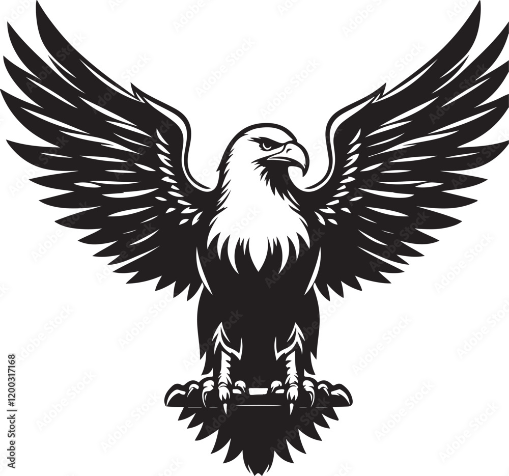 Fototapeta premium Eagle icon silhouette vector with white background