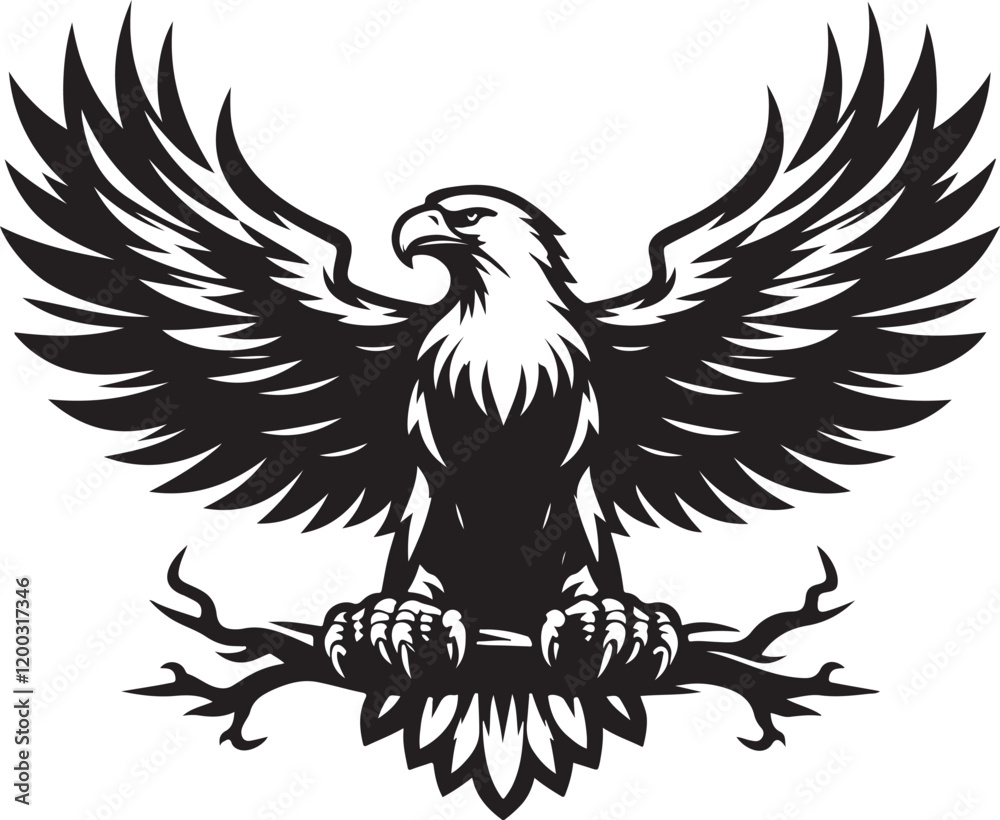 Obraz premium Eagle icon silhouette vector with white background