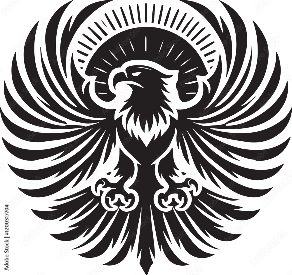 Obraz premium Eagle icon silhouette vector with white background