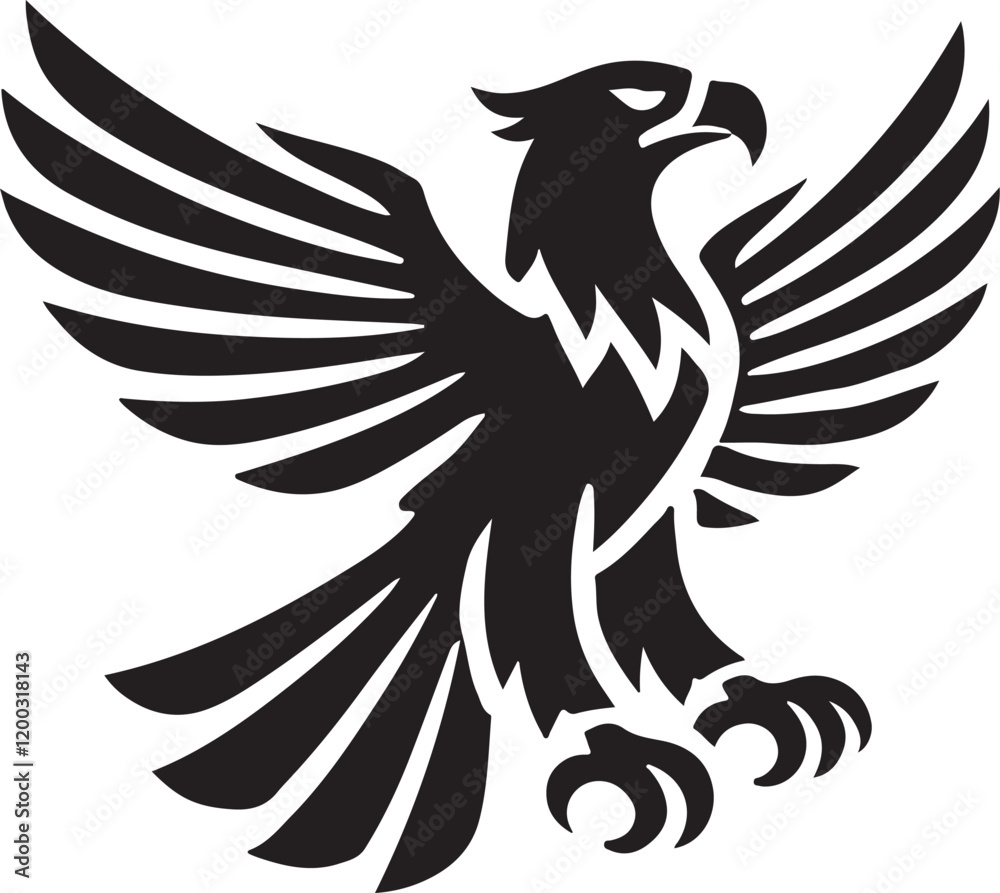 Obraz premium Eagle icon silhouette vector with white background