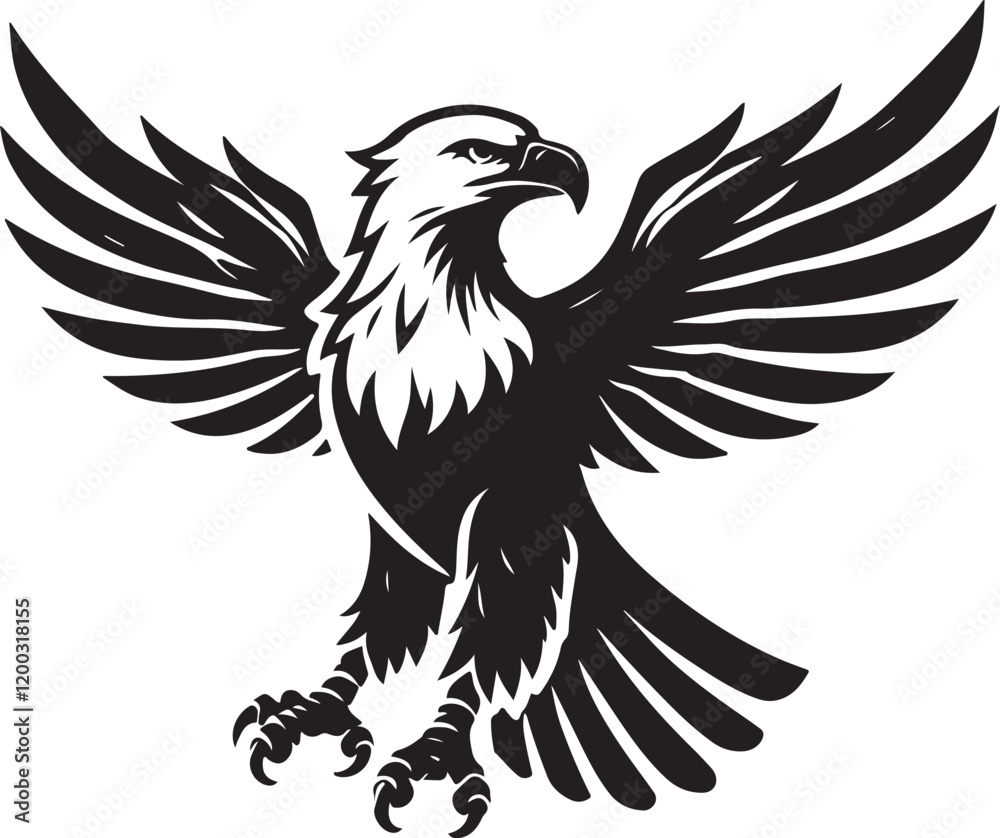 Fototapeta premium Eagle icon silhouette vector with white background