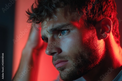 A pensive young athlete takes a moment to process his thoughts, embodying the emotional and mental challenges faced in the world of competitive sports. photo