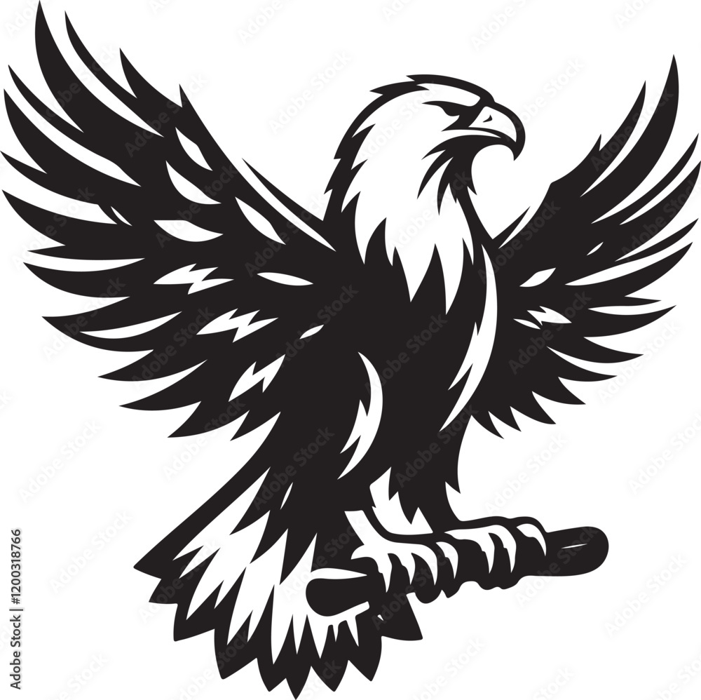 Fototapeta premium Eagle icon silhouette vector with white background