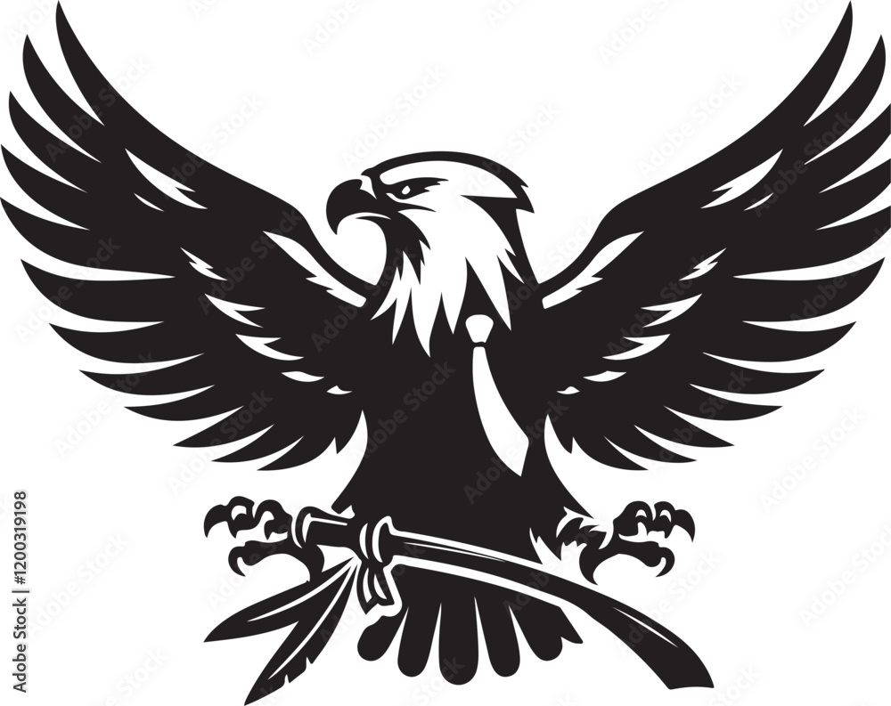 Fototapeta premium Eagle icon silhouette vector with white background