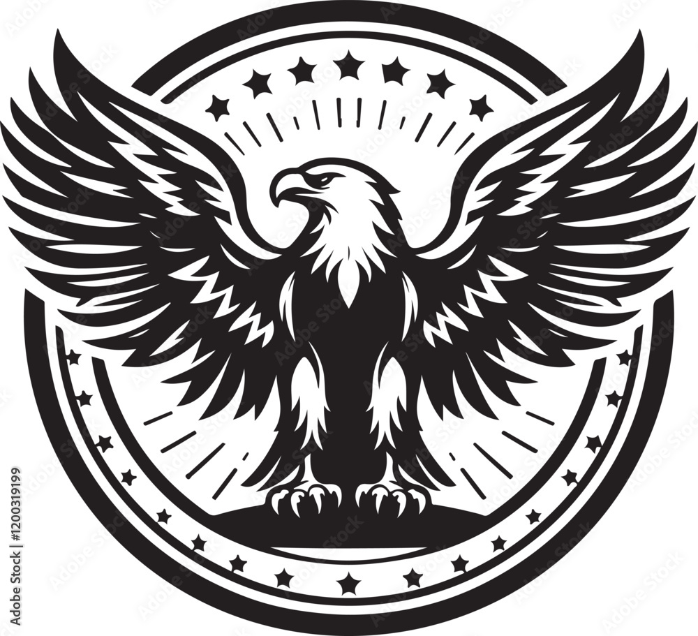 Obraz premium Eagle icon silhouette vector with white background