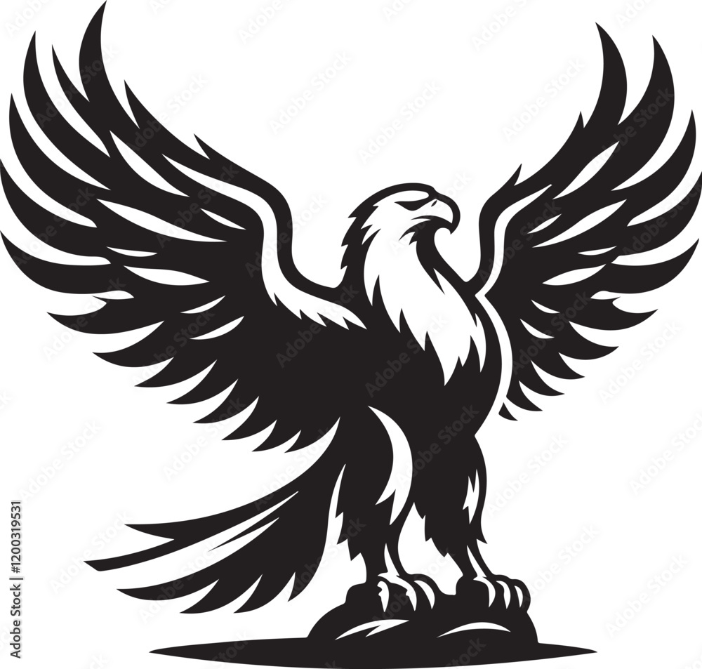 Fototapeta premium Eagle icon silhouette vector with white background