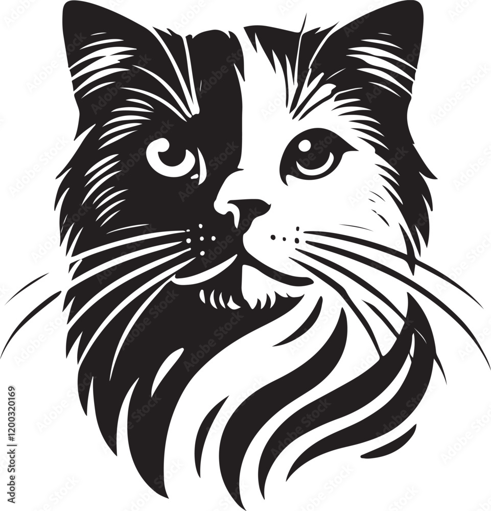 Obraz premium Beautiful Cat icon silhouette vector with white background