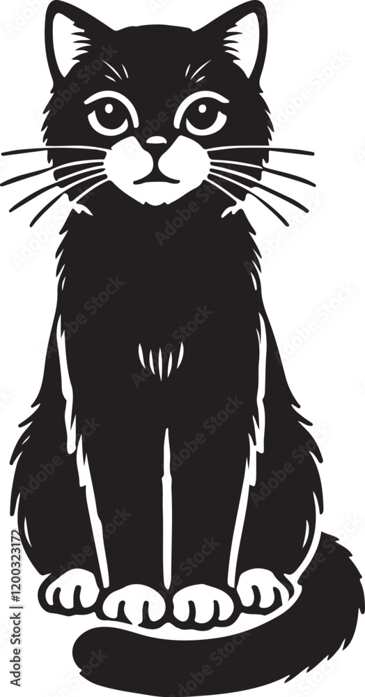 Obraz premium Beautiful Cat icon silhouette vector with white background