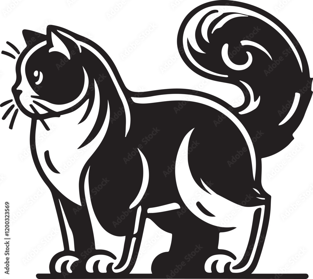 Fototapeta premium Beautiful Cat icon silhouette vector with white background