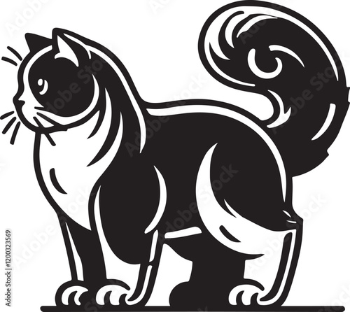 Wallpaper Mural Beautiful Cat icon silhouette vector with white background Torontodigital.ca