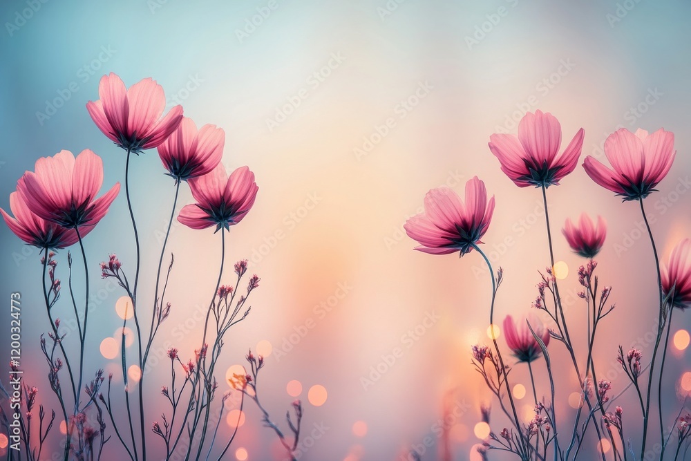 The meadow is a carpet of white and pink spring daisies The meadow is a carpet of white and pink spring daisies