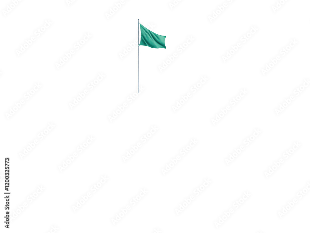 Isolated Green Waving Flag on Pole