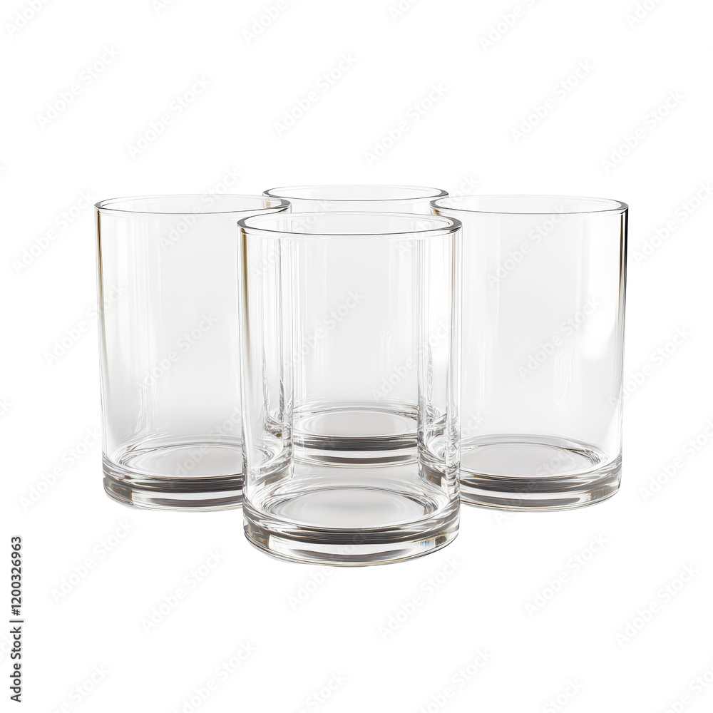 Isolated Set of Four Clear Drinking Glasses Isolated Set of Four Clear Drinking Glasses