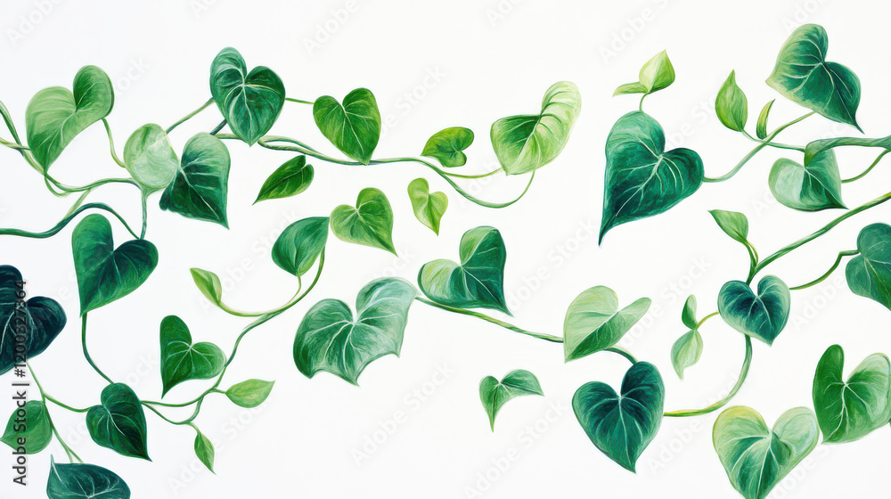 stylized ivy vines with vibrant green leaves, curving in dynamic patterns, soft brushstroke texture stylized ivy vines with vibrant green leaves, curving in dynamic patterns, soft brushstroke texture
