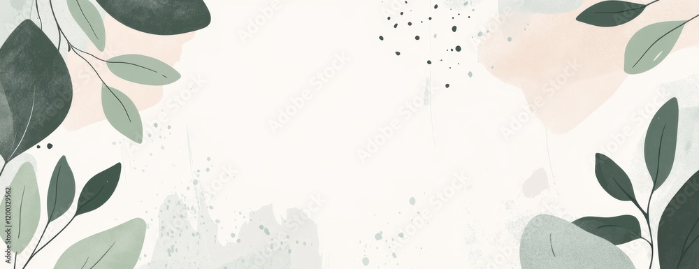 Minimalist abstract background with botanical elements, soft green and gray color palette leaves on a white backdrop Generative AI Minimalist abstract background with botanical elements, soft green and gray color palette leaves on a white backdrop Generative AI