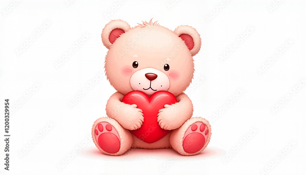 Cute teddy bear holding red heart Cute teddy bear holding red heart