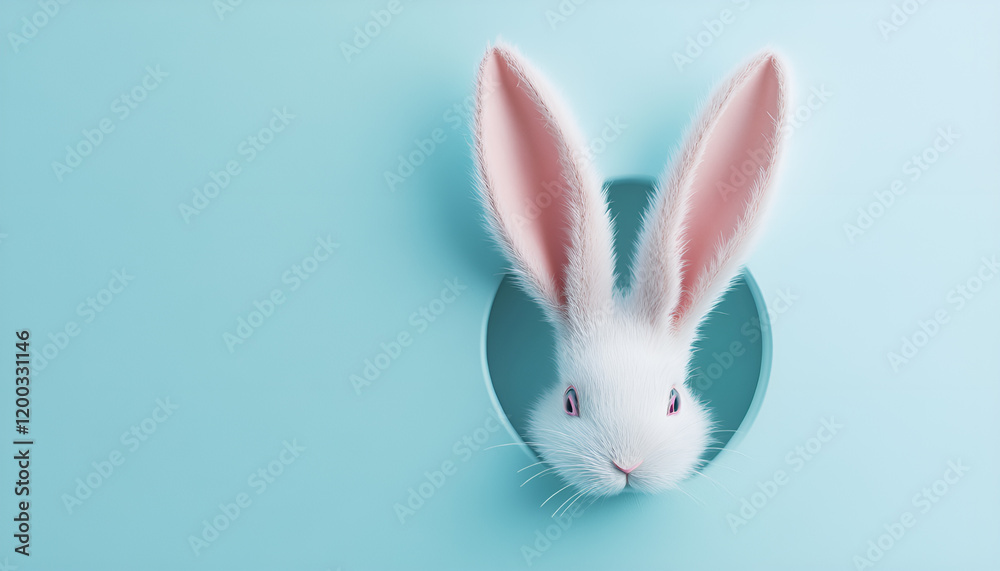 White rabbit ear on pastel blue background. Easter day White rabbit ear on pastel blue background. Easter day